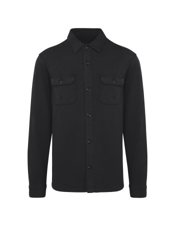 Eco-friendly men\\\'s washed effect brushed fleece overshirt 2
