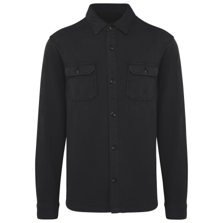 Eco-friendly men\\\'s washed effect brushed fleece overshirt