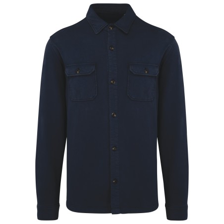 Eco-friendly men\\\'s washed effect brushed fleece overshirt