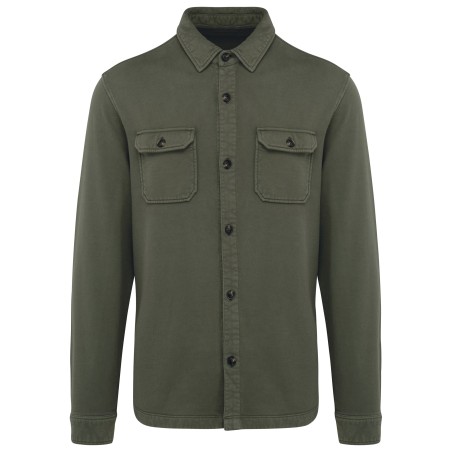 Eco-friendly men\\\'s washed effect brushed fleece overshirt