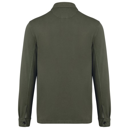 Eco-friendly men\\\'s washed effect brushed fleece overshirt