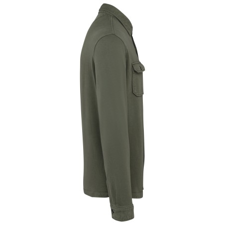 Eco-friendly men\\\'s washed effect brushed fleece overshirt