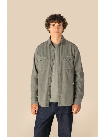 Eco-friendly men\\\'s washed effect corduroy overshirt