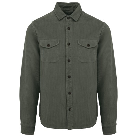 Eco-friendly men\\\'s washed effect corduroy overshirt