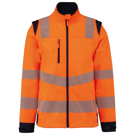 Recycled Safety Softshell jacket with detachable sleeves