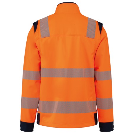 Recycled Safety Softshell jacket with detachable sleeves