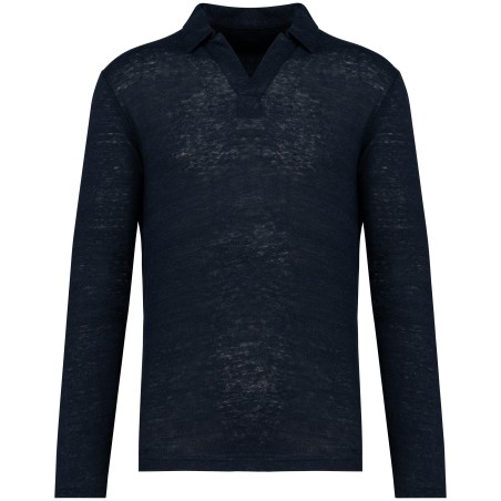 Polo manga larga de lino hombre