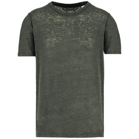 Camiseta lino cuello redondo hombre
