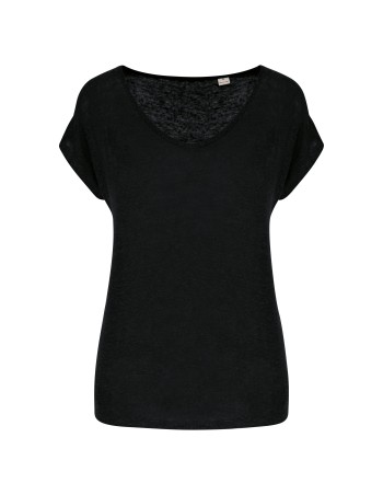 Camiseta lino cuello redondo mujer 2