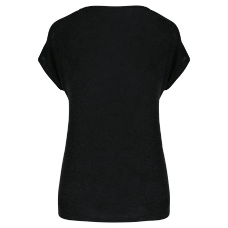 Camiseta lino cuello redondo mujer