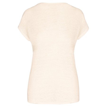 Camiseta lino cuello redondo mujer