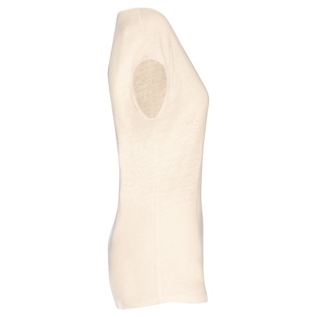 Camiseta lino cuello redondo mujer