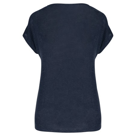 Camiseta lino cuello redondo mujer