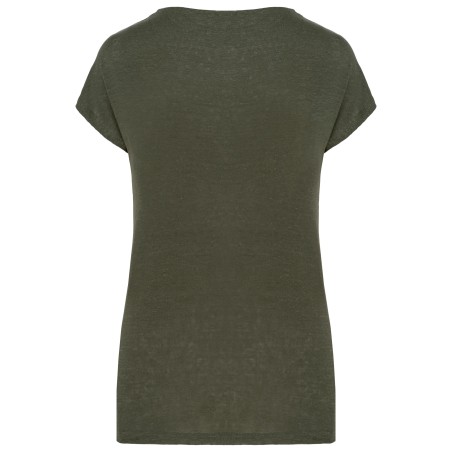 Camiseta lino cuello redondo mujer