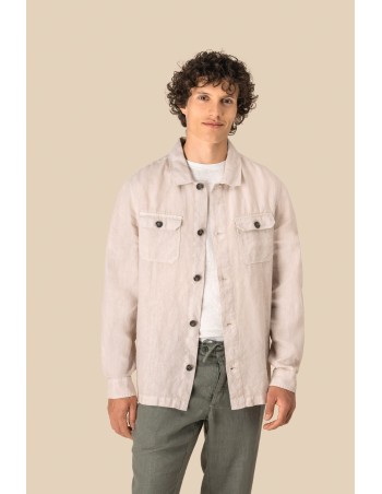 Sobrecamisa efecto lavado de lino hombre