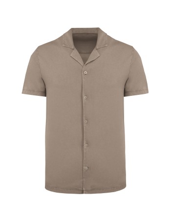 Eco-friendly men\\\'s jersey washed effect bowling collar... 2