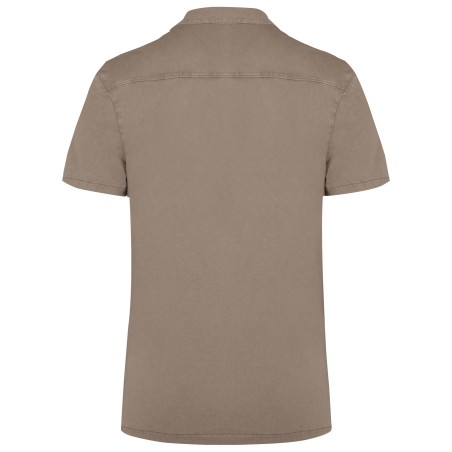 Eco-friendly men\\\'s jersey washed effect bowling collar short-sleeved shirt