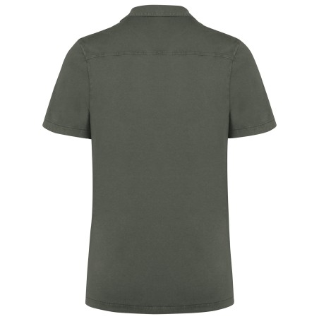 Eco-friendly men\\\'s jersey washed effect bowling collar short-sleeved shirt