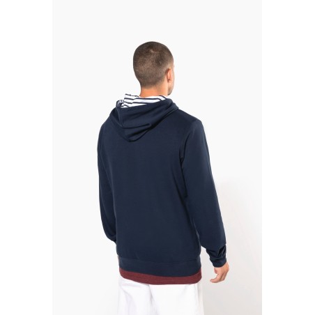 Unisex contrast patterned hooded sweatshirt