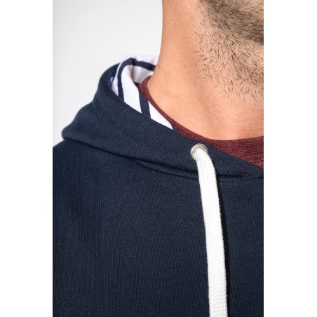 Unisex contrast patterned hooded sweatshirt