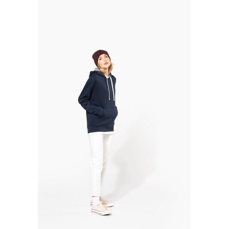 Unisex contrast patterned hooded sweatshirt