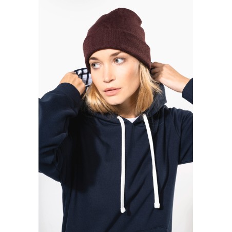 Unisex contrast patterned hooded sweatshirt