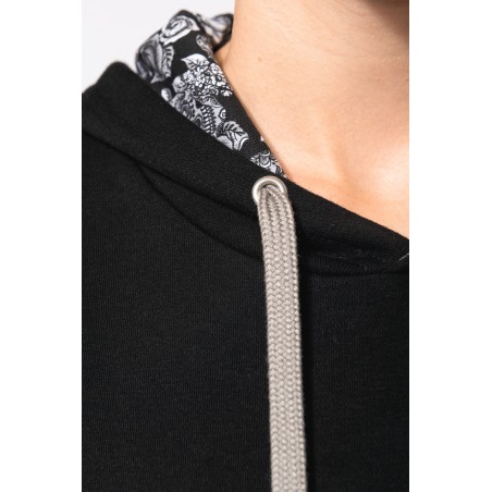 Unisex contrast patterned hooded sweatshirt