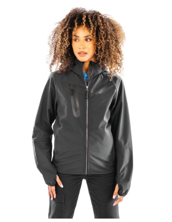 3-layer unisex recycled softshell jacket with hood