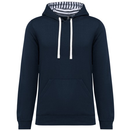 Unisex contrast patterned hooded sweatshirt