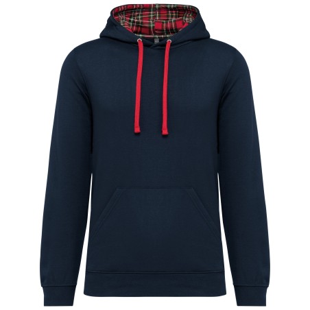 Unisex contrast patterned hooded sweatshirt