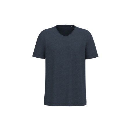 Eco-friendly men\\\'s dropped shoulders raw edge collar slub t-Shirt