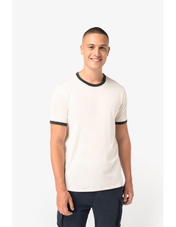 Eco-friendly men\\\'s ringer t-shirt with washed effect...