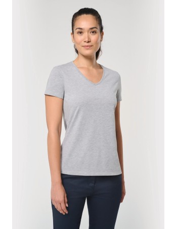 Camiseta ecorresponsable antibacteriana cuello de pico mujer