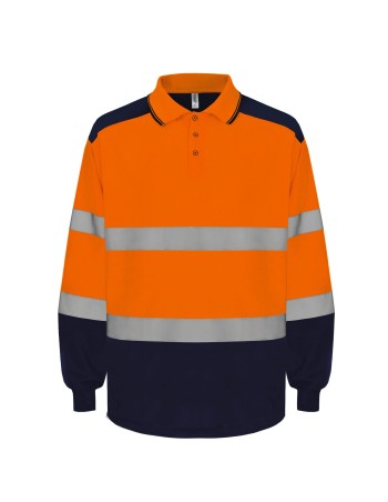 Two-tone long sleeve high-visibility polo shirt