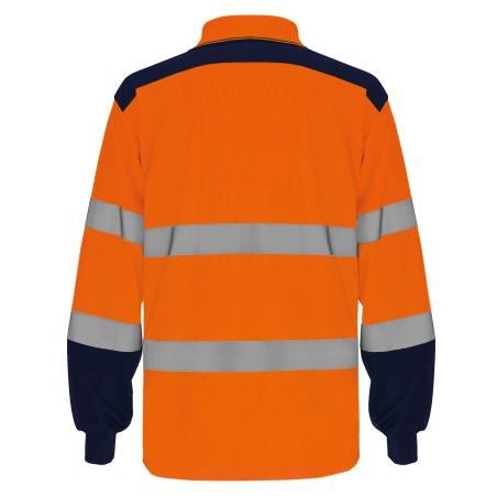 Two-tone long sleeve high-visibility polo shirt