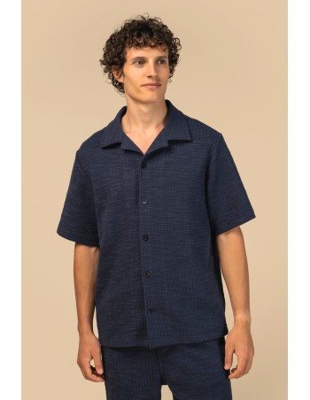 Men\\\'s textured short-sleeved shirt