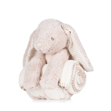 Conejo de peluche y manta