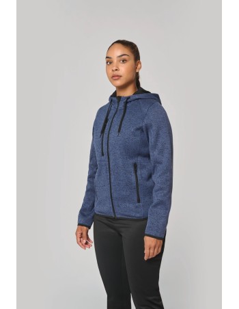 Chaqueta jaspeada con capucha mujer