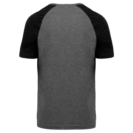 Camiseta bicolor triblend de deporte manga corta adulto