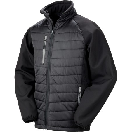 Black compass padded soft shell jacket