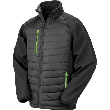 Black compass padded soft shell jacket