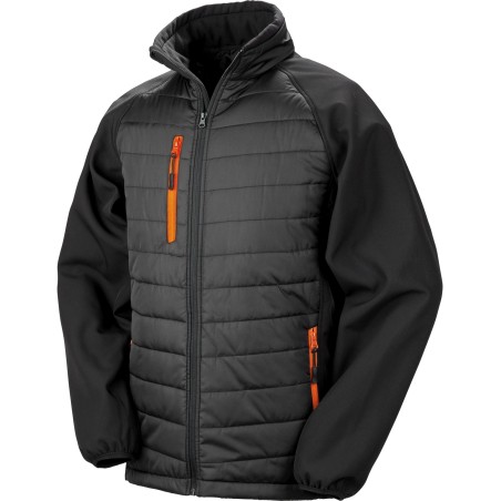 Black compass padded soft shell jacket