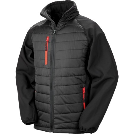 Black compass padded soft shell jacket