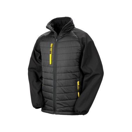 Black compass padded soft shell jacket