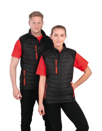 Black compass padded soft shell gilet
