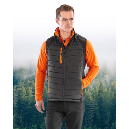 Black compass padded soft shell gilet