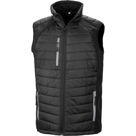 Black compass padded soft shell gilet