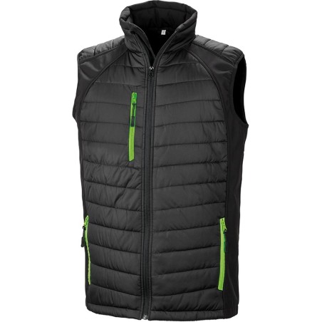 Black compass padded soft shell gilet