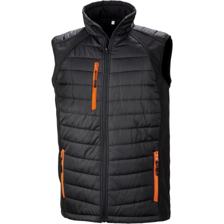 Black compass padded soft shell gilet