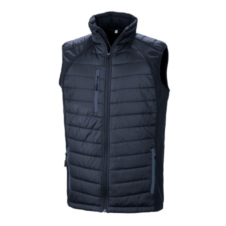 Black compass padded soft shell gilet